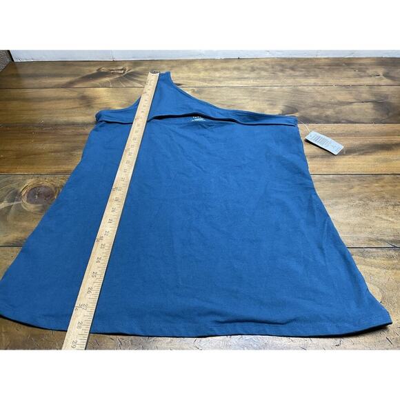 Torrid Top 2X One Shoulder Cut Out Foxy Teal Blue Plus Size Layering Tee Tank - Picture 5 of 9